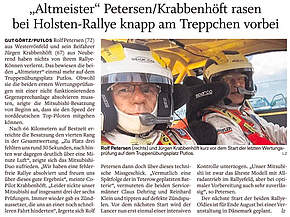 "Altmeister" rasen bei Holsten Rallye knapp am Treppchen vorbei