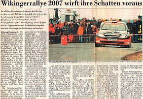 Wikinger Rallye 2007 wirft ihre Schatten voraus