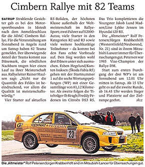 Cimbern Rallye mit 82 Teams